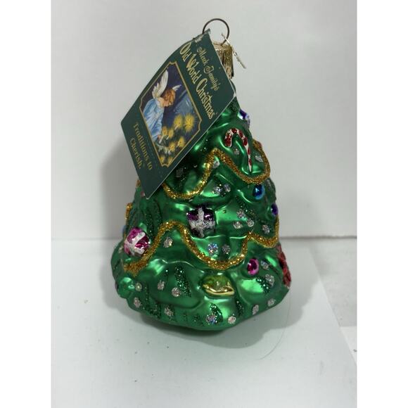 Old World Christmas Traditional Decorated Christmas Tree Glitter Glass Ornament - Picture 1 of 4